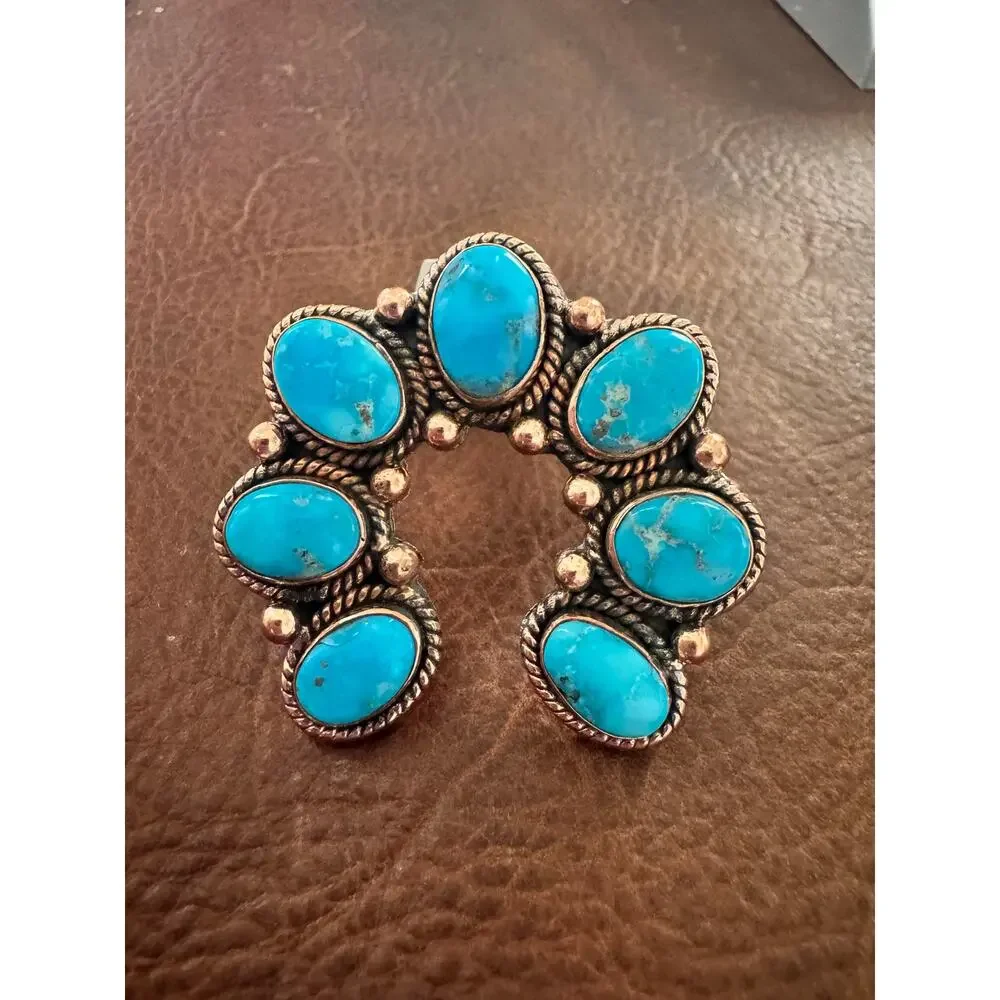 Blue Ridge Turquoise Naja Statement Ring Western Boho NWT